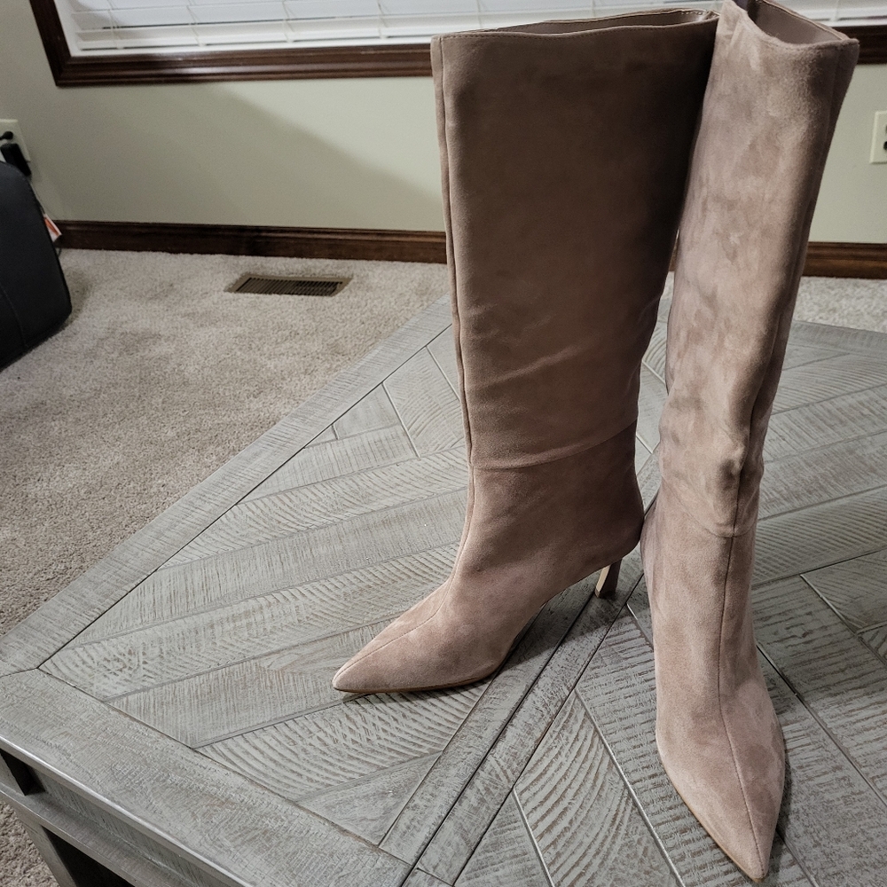 Steve Madden Lavan Women's 9.5 M Boots Taupe Suede Kitten Heels - Picture 11 of 11